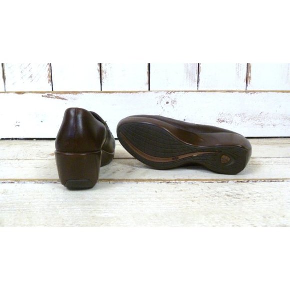 Dark brown leather vintage wedge clog style shoes - Picture 4 of 4